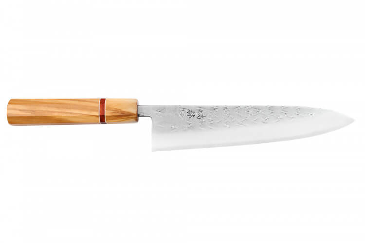 Couteau de chef 21cm japonais artisanal Yuzo SLD olivier et sequoia