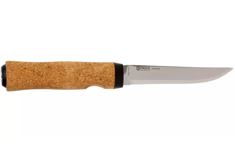Couteau Helle Hellefisk H120 lame en inox 12,3cm manche en li&egrave;ge + &eacute;tui en cuir