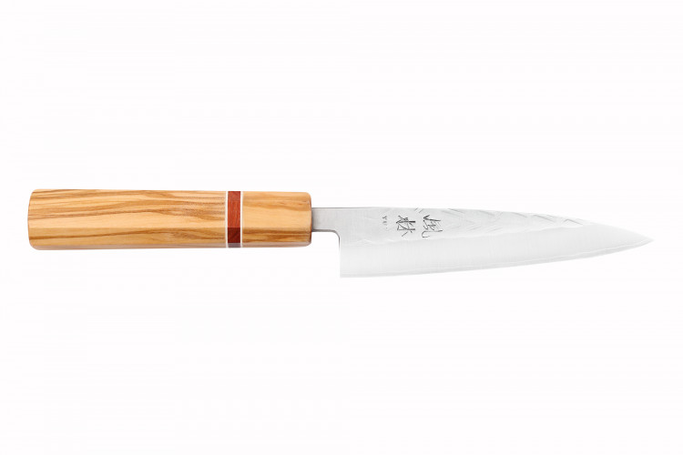 Couteau universel 13,5cm japonais artisanal Yuzo SLD olivier et sequoia