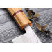 Couteau santoku 16,5cm japonais artisanal Yuzo SLD olivier et sequoia