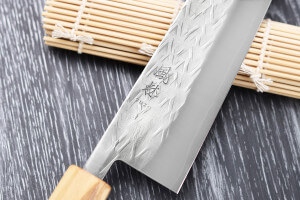 Couteau de chef 21cm japonais artisanal Yuzo SLD olivier et sequoia
