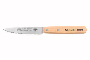 Couteau d'office Nogent Classic manche en hêtre lame crantée 9cm