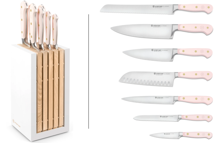 Bloc de 7 couteaux Wusthof Classic Colour Pink Himalayan Salt forg&eacute;s