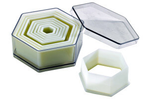 Set de 9 découpoirs professionnels héxagonaux unis polyglass