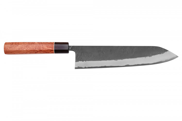 Couteau gyuto 24cm japonais artisanal Masashi Yamamoto BS1 Black Nashiji