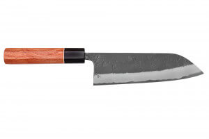 Couteau santoku 18cm japonais artisanal Masashi Yamamoto BS1 Black Nashiji