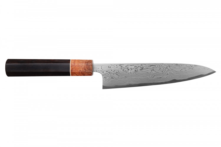 Couteau universel 15cm japonais artisanal Toshihiro Wakui Aogami 2 damas laminé
