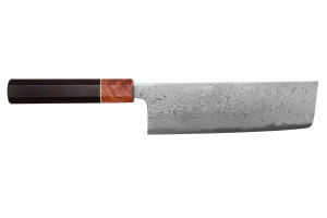 Couteau nakiri 16,5cm japonais artisanal Toshihiro Wakui Aogami 2 damas laminé
