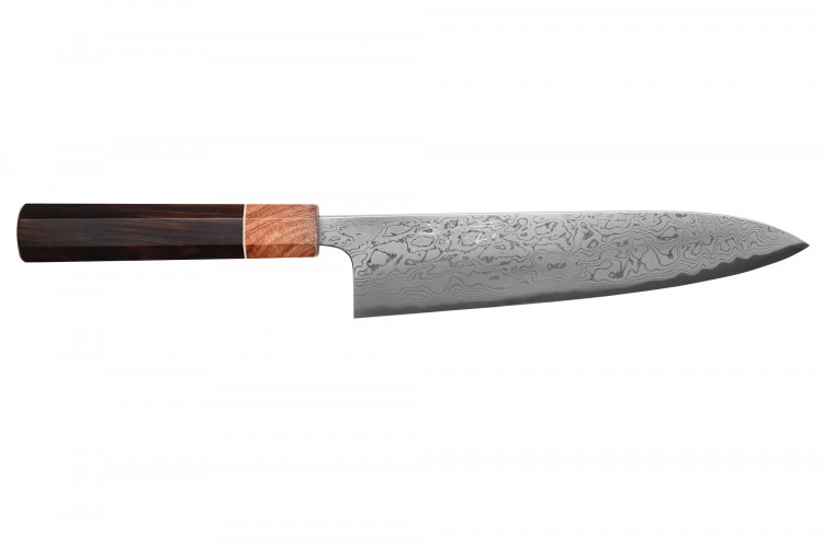 Couteau de chef 21cm japonais artisanal Toshihiro Wakui Aogami 2 damas laminé