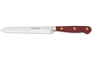 Couteau à saucisson Wusthof Classic Colour Tasty Sumac forgé lame crantée 14cm