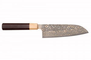 Couteau santoku 16,5cm japonais artisanal Takeshi Saji VG10 Rainbow