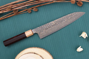 Couteau de chef 21cm japonais artisanal Takeshi Saji VG10 Rainbow