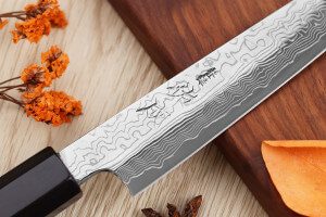 Couteau universel 16,5cm japonais artisanal Sukenari SG2 damas