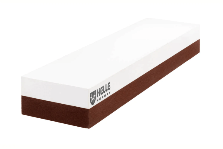 Pierre à aiguiser Helle H300311 double face grains 360/1000 taille L avec étui en cuir