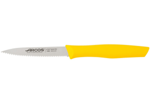 Couteau d'office Arcos Nova lame dentée en acier Nitrum manche jaune 10cm