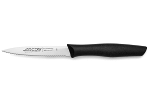 Couteau d'office Arcos Nova lame dentée en acier Nitrum manche noir 10cm