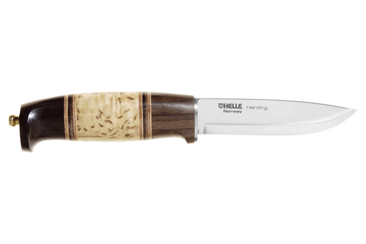Couteau Helle Harding H099 lame 10cm manche en bouleau et en chêne avec cuir + étui en cuir