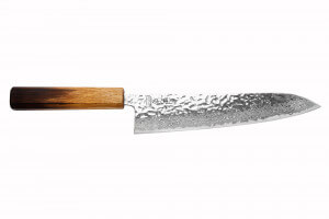 Couteau de chef japonais artisanal Wusaki Yaketa AUS10 damas 21cm