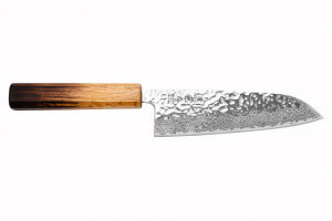 Couteau santoku japonais artisanal Wusaki Yaketa AUS10 damas 16,5cm
