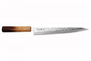 Couteau sujihiki japonais artisanal Wusaki Yaketa AUS10 damas 24cm