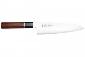 Couteau santoku 19,5cm japonais artisanal Sukenari HAP40 San Maï manche en bois de rose