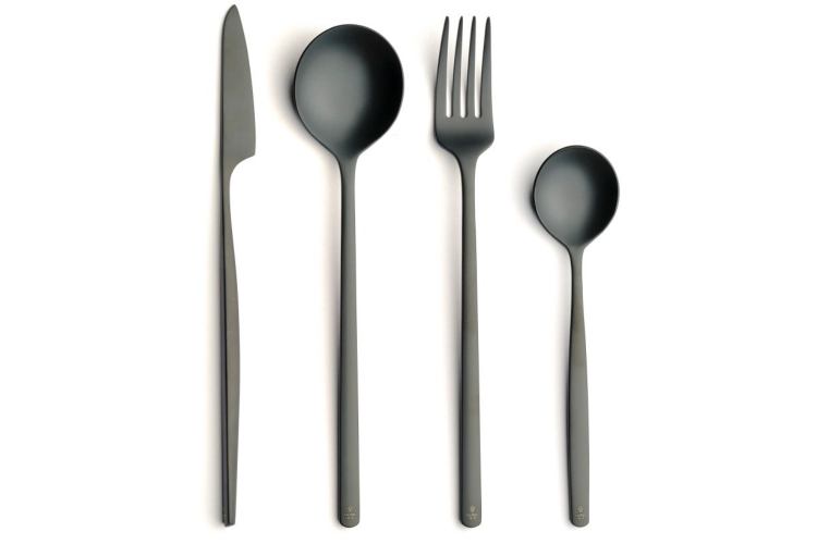 Ménagère 24 couverts Comas Atlantida Ice Black en acier inoxydable