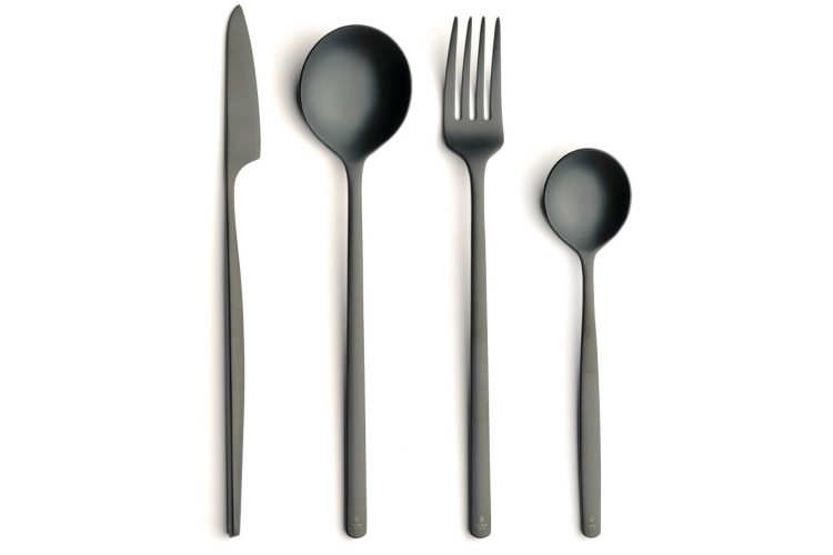 Ménagère 24 couverts Comas Atlantida Ice Black en acier inoxydable