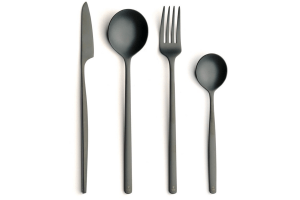 Ménagère 24 couverts Comas Atlantida Ice Black en acier inoxydable