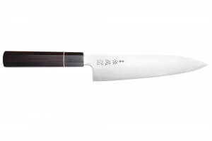 Couteau de chef 21cm japonais artisanal Sukenari ZDP-189 San Maï manche en ébène