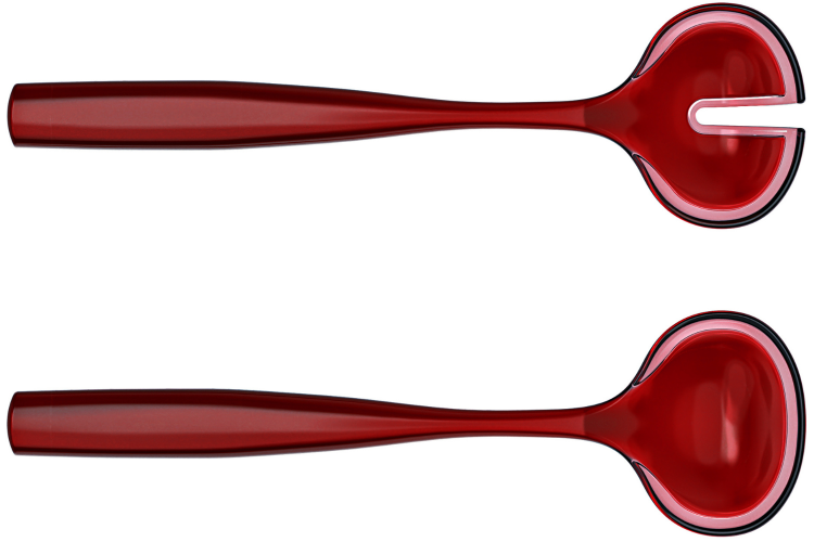 Couverts &agrave; salade Guzzini Dolcevita rouge en polym&egrave;re biosourc&eacute;