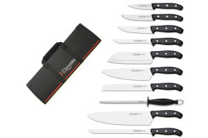 Malette de 9 couteaux DOMVS pour cuisiniers +  fusil 3 Claveles