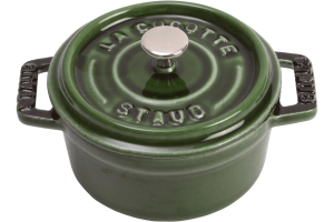 Mini cocotte Staub ronde en fonte émaillée vert basilic 10cm