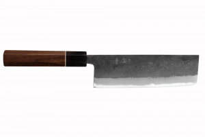 Couteau nakiri 16,5cm japonais artisanal Yuzo Black Nashiji