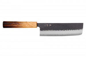 Couteau nakiri 16,5cm japonais artisanal Yuzo Black AS chêne brûlé