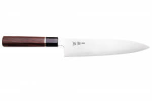 Couteau de chef 24cm japonais artisanal Sukenari SG2 San Maï manche en bois de rose