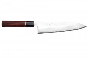 Couteau de chef 21cm japonais artisanal Toshihiro Wakui Shirogami 2 San Maï poli