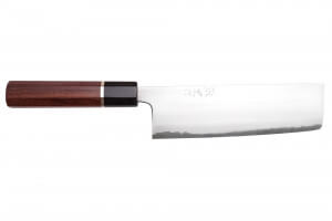 Couteau nakiri 16,5cm japonais artisanal Toshihiro Wakui Shirogami 2 San Maï poli
