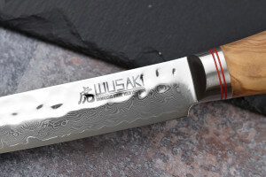 Couteau à découper Wusaki Damas 10Cr 20cm manche en olivier