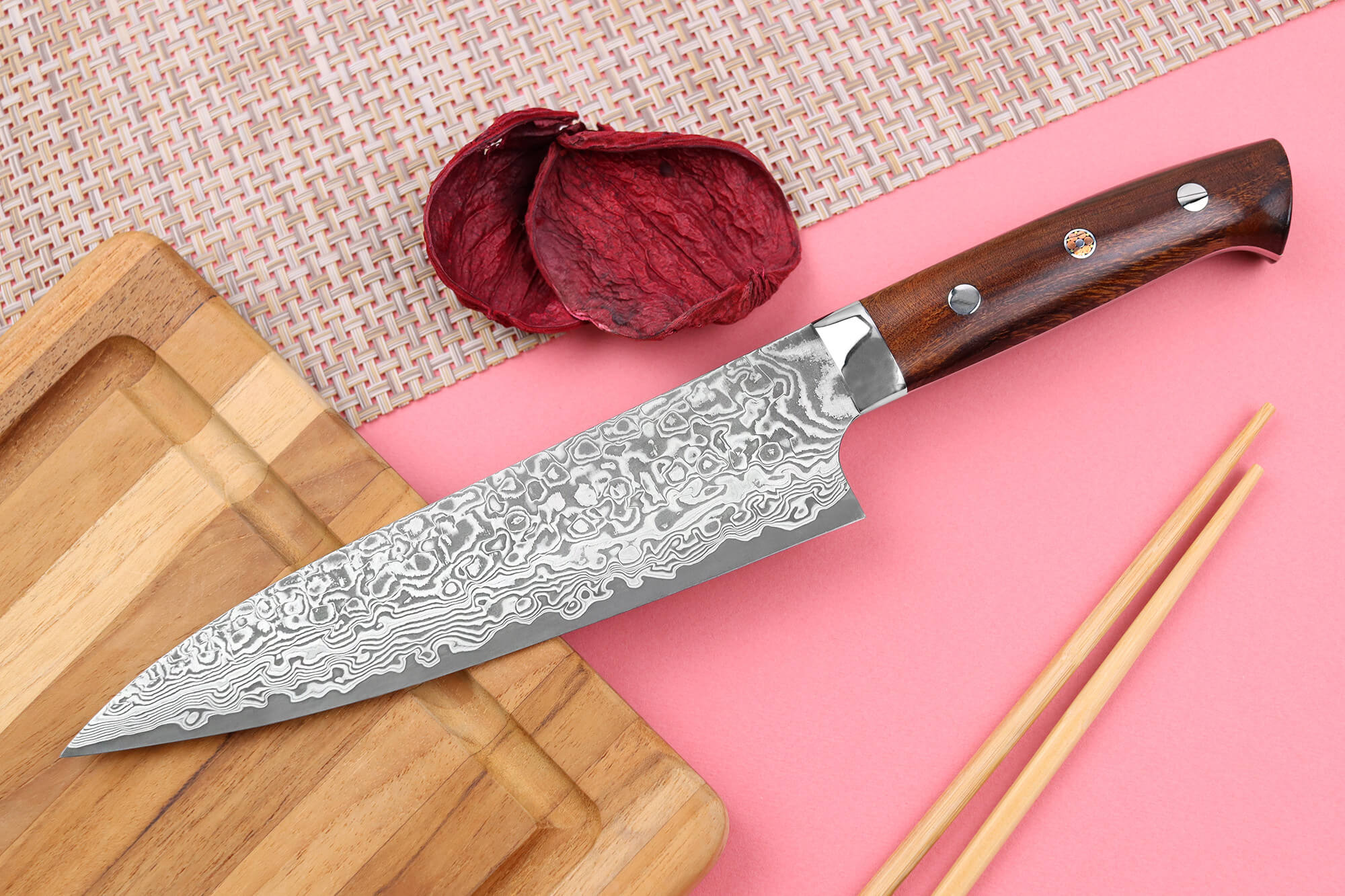 Couteau japonais artisanal SG2 damas de Takeshi Saji - Couteau nakiri 18 cm
