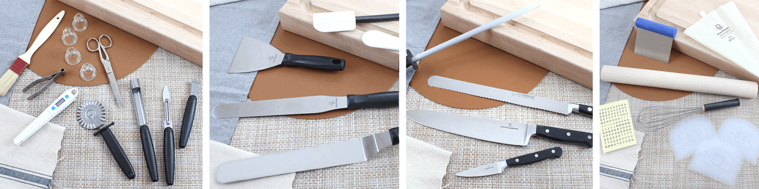 Outils pour la pâtisserie, thermomètre, spatules et tapis