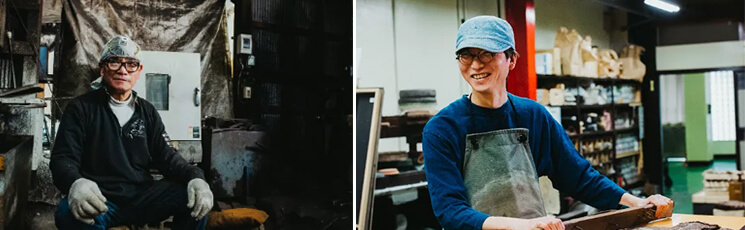 Les artisans Yoshikazu Tanaka et Tadataka Maruyama
